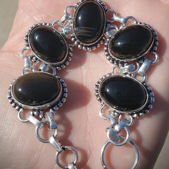 New Botswana Agate 925 Silver Bracelet. - Picture 8 of 14